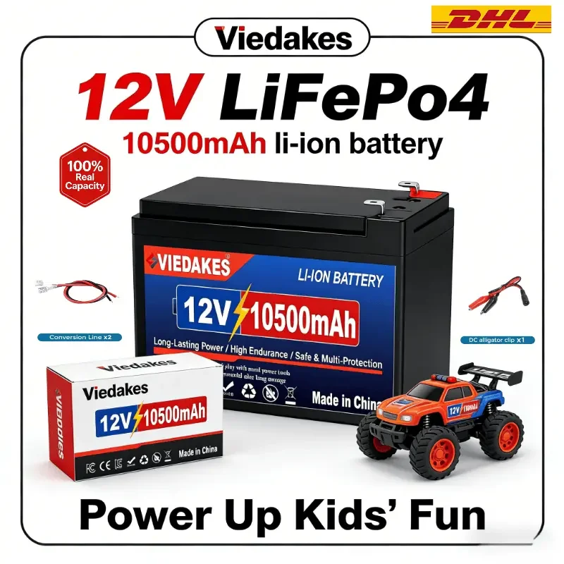 

VIEDAKES 10.5Ah 12V LiFePO4 Battery With Charger Safe Stable for Trolling Motor Outdoor Tools