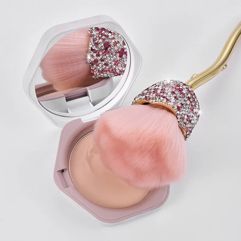 Pinceau de maquillage en strass en forme de fleur, grand pinceau de maquillage pour poudre pour le visage, poudre anti-poussière, fond de teint, pour le maquillage des ongles également