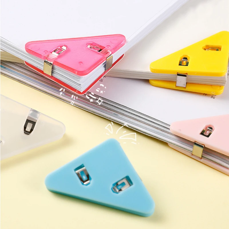 10pcs Creative Triangle Clip Bill Clips Book Paper Corner Clip Binder Clip for Desk Storage Shelf Office Desktop Organizer