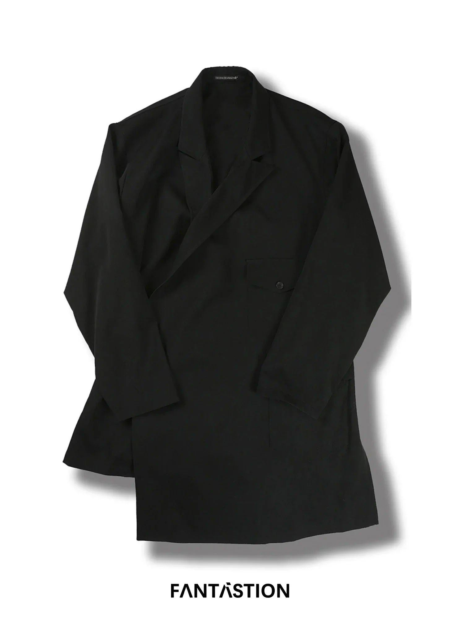 FANTASTION-Blazer preto masculino, jaqueta casual, design original, casaco masculino