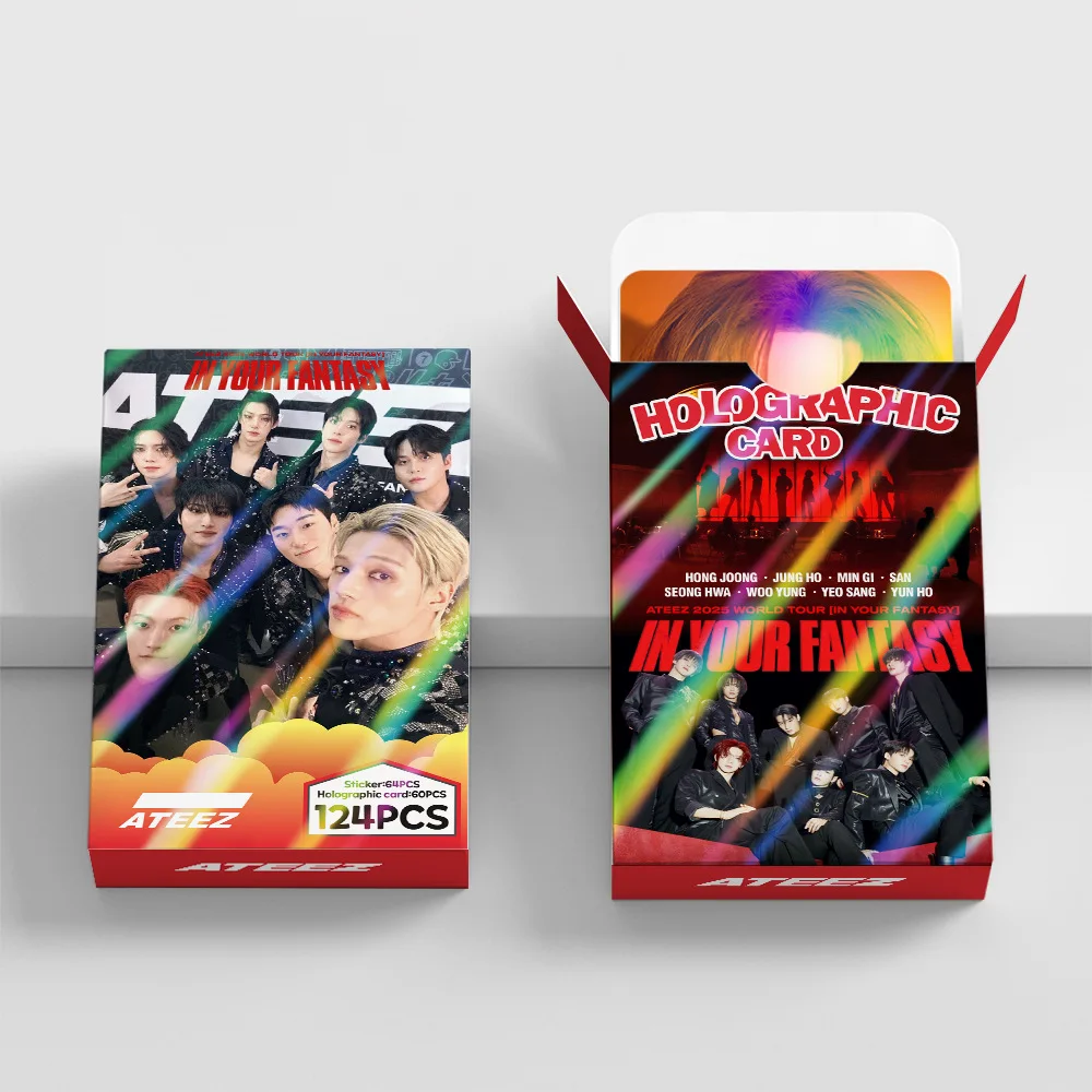 124 шт./компл. Kpop Idol Boy ATEEZ новый альбом лазерные ломо карты HD печать фотокарточки наклейка Wooyoung Mingi Yunho Yeosang фанаты подарки