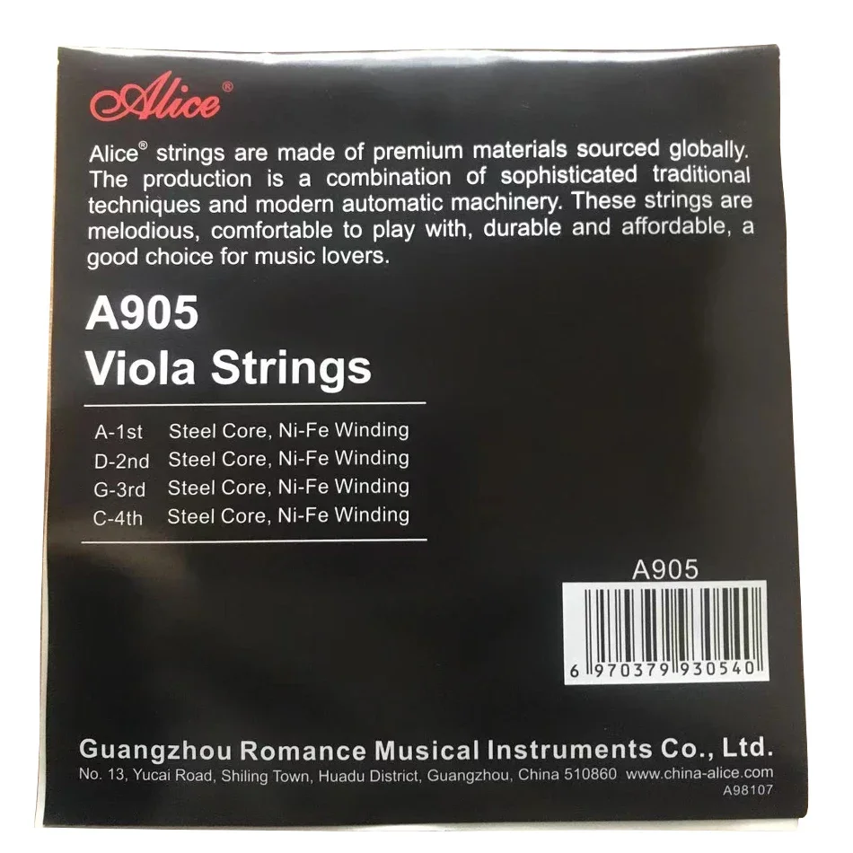 Alice A905 Conjunto de cordas para viola Ni-Fe enrolamento núcleo de aço 1o-4o conjunto completo