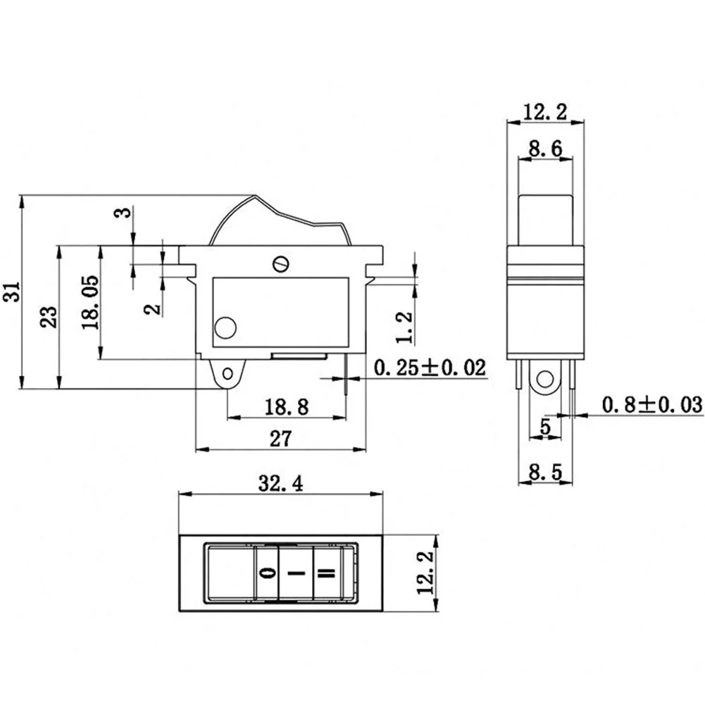 Hair Dryer Gear Switch 15A 3 Position 3 Pin Latching Power Control Replacement Switch for Electrical Appliances