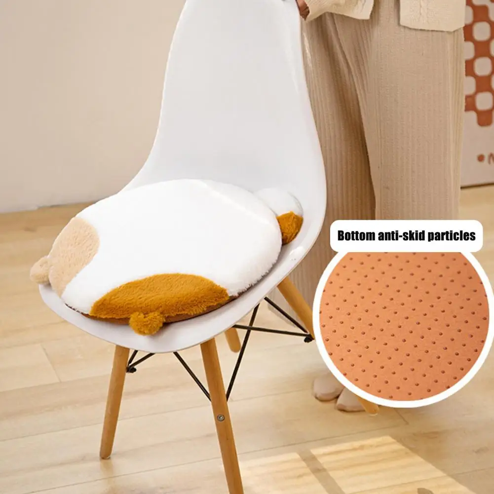 Slow-rebound Cushion Memory Foam Cat Design Seat Cushion for Office Chair Non-slip Chair Pad for Back Pain Relief Round for Long