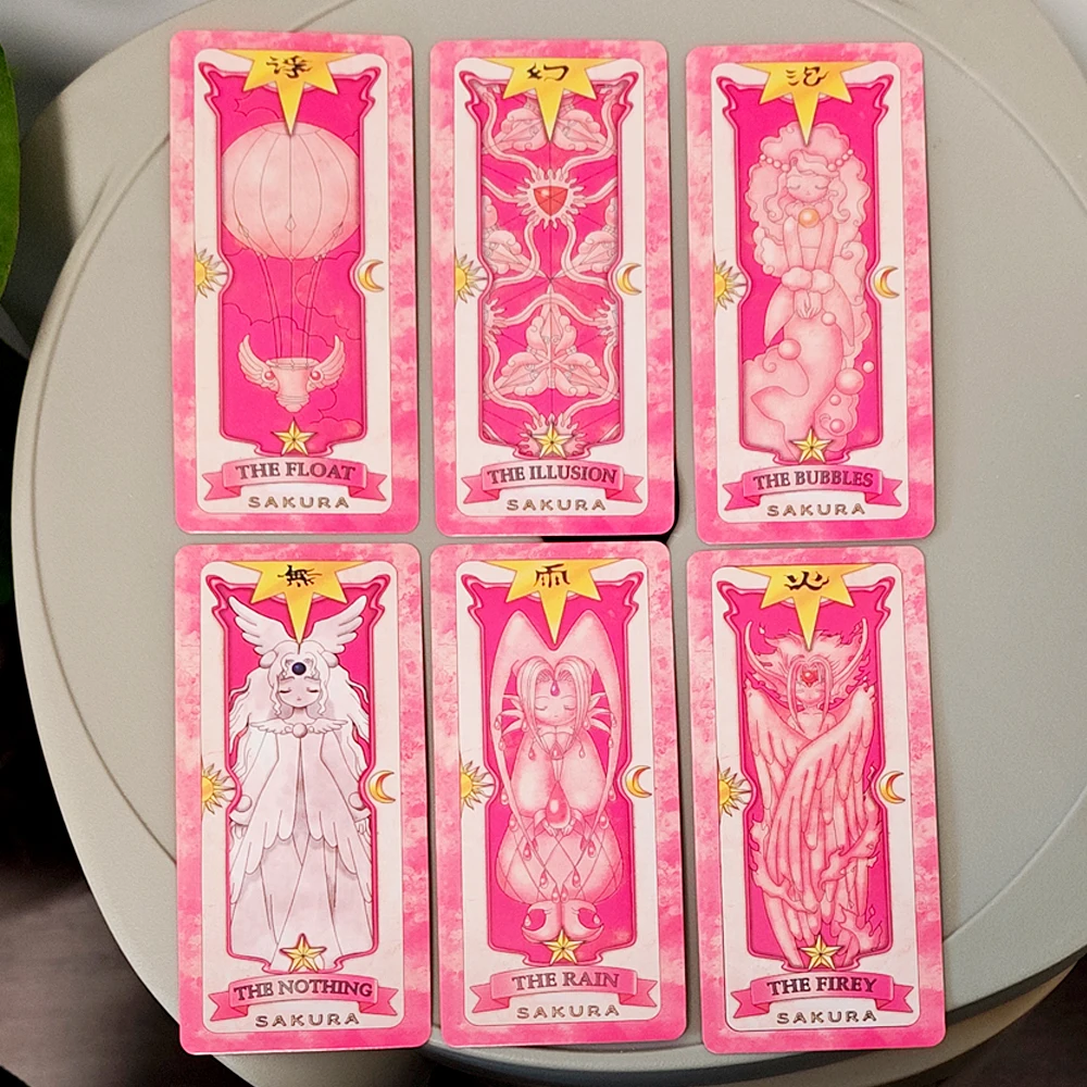 Baralho de tarô Cardcaptor Sakura - Conjunto completo de 56 cartas |   11x5,5cm Edição Sakura Rosa para Fãs e Cosplay