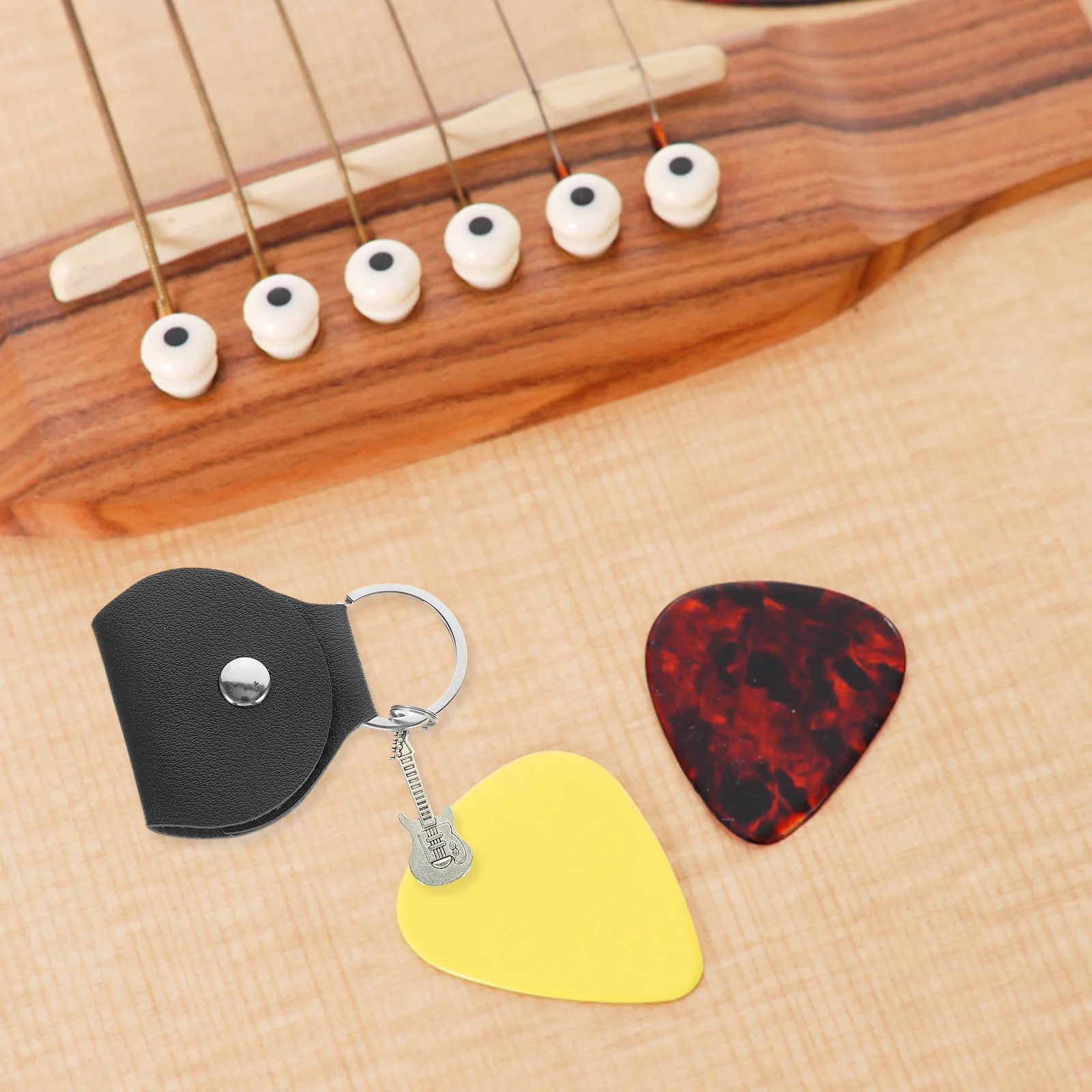 2 Pcs Pick Storage Bag Guitar Organizer Accessories Picks Case Key Chain Holder Bracelet Metal Pendant Keeper