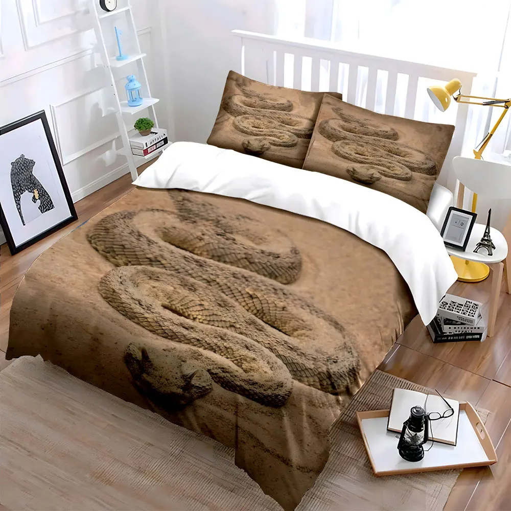 Coiled horned viper in sand Duvet Cover Set with 3D Printing Design Soft Polyester Bedding Set All-Season Comfort Luxury gifts