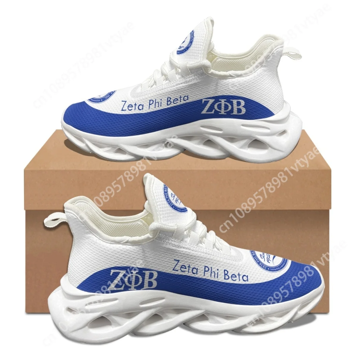 

Blue White Zeta Phi Beta Pattern Female Men Autumn Winter Tennis Shoes Shock Absorption Lightweight Lace Up Breathable Sneakers