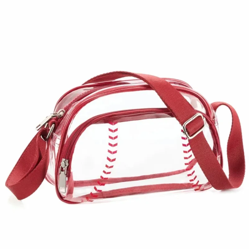 

Retro PVC Baseball Style Summer Vacation Crossbody Shoulder Bag Versatile Medium Hardness Zipper Opening No Lining Chinese Origi