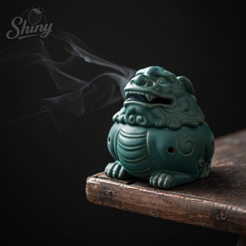 

Creative Chinese Antique Ceramic Mythical Animal Sandalwood Incense Burner Cone Incense Plate Home Aromatherapy Ornaments