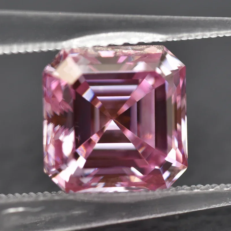 Moissanite Diamond Sakura Pink Color Asscher Cut Lab Created Gemstone for DIY Jewelry Rings Earrings Making with  Certificate