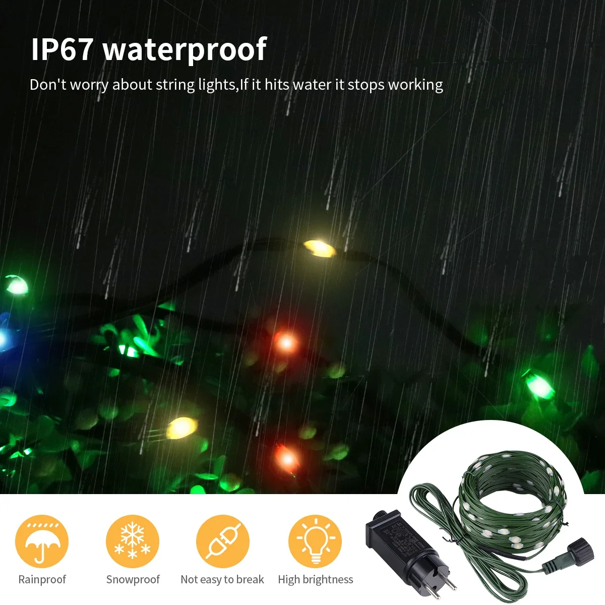 110v 220v to 24V Green Wire Leather LED String Light Waterproof Outdoor Garland Festival Decoration Garden Xmas Lights 10M-100M