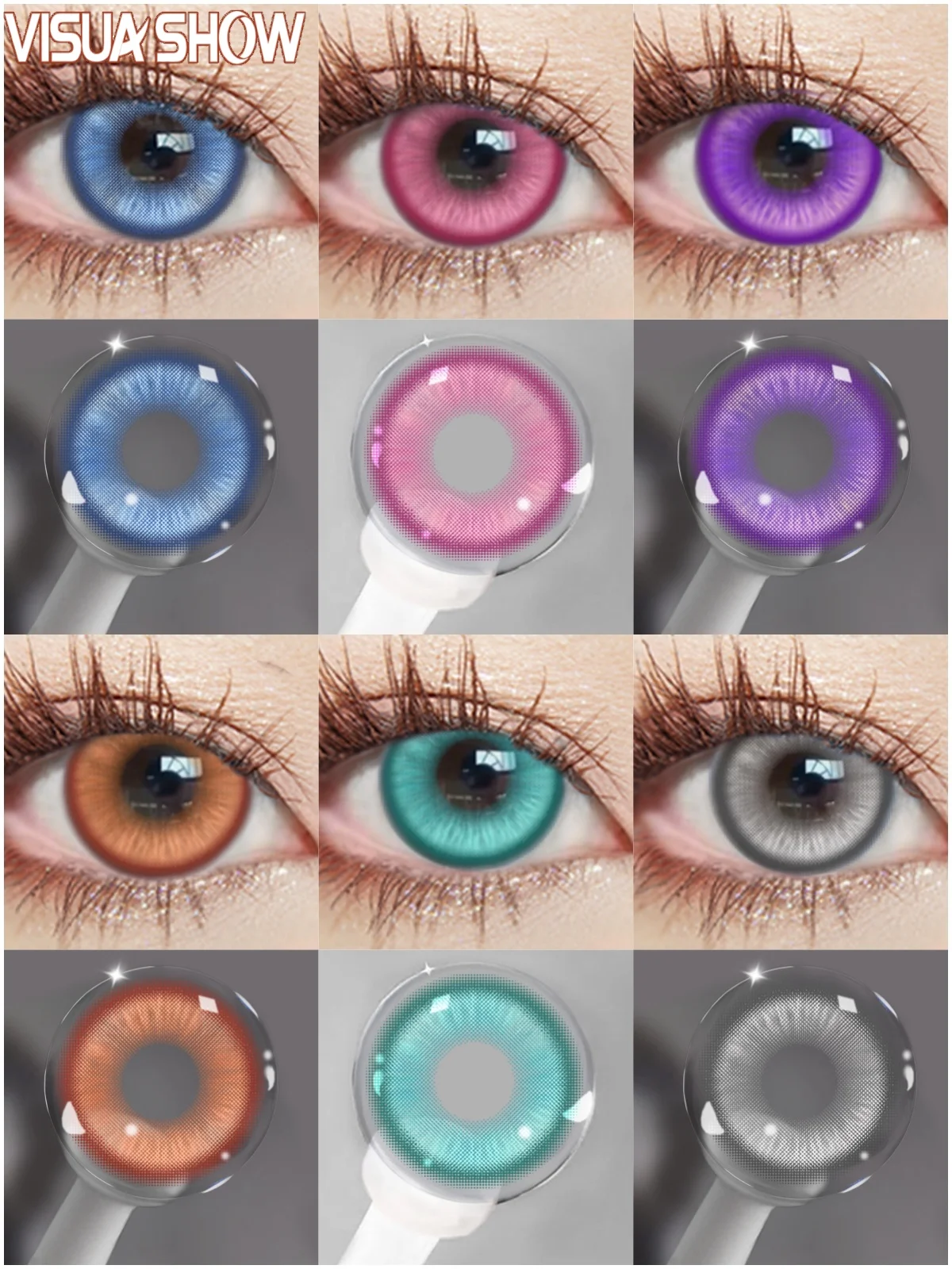 Visuashow Halloween Stardust Brown Gray Farbige Kontaktlinsen fur Cosplay 1 Paar Jahrlich Einweg Weich und Bequem fur Augen Make up Perfekt fur Anime Halloween Partys und Taglichen Gebrauch