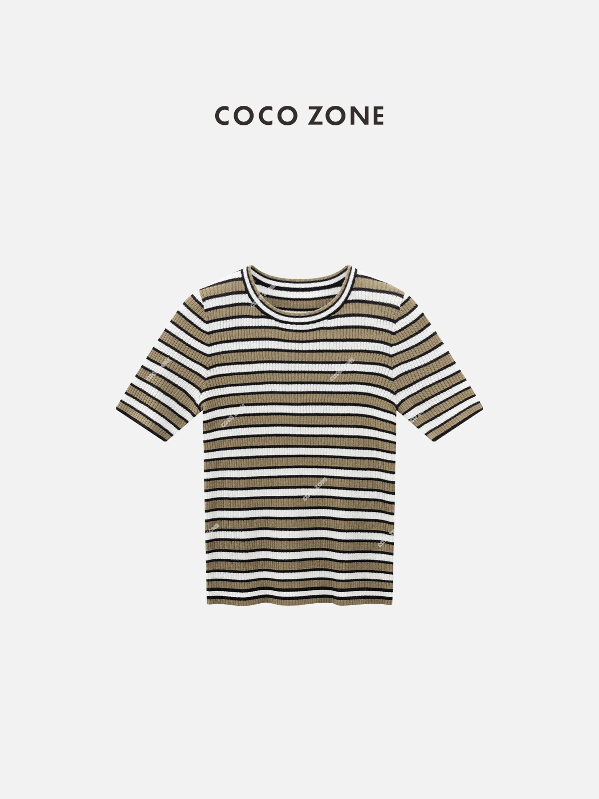 

Весенне-летний дизайн, цветной полосатый узор, приталенный свитер с круглым вырезом, вязаный, ZONE CCA0557, женская футболка