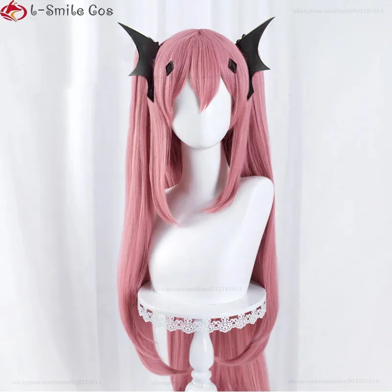 Dd12Anime Cosplay Krul Tepes 90 cm/110 cm Rosa largo con 2 coletas pelo sintético resistente al calor pelucas de mujer de Halloween + peluca C