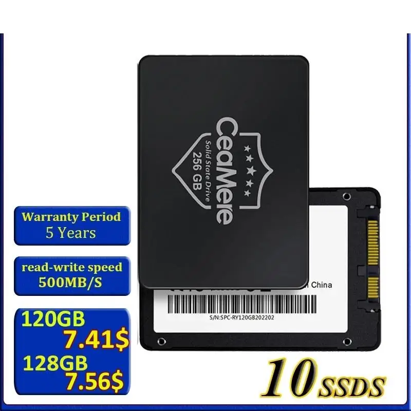 New! 10PCS SSD Custom 120GB 128GB SATAIII SSD 240GB 256GB hd 1TB 2TB 512GB 500GB 480GB solid state hard disk 2.5 for Laptop