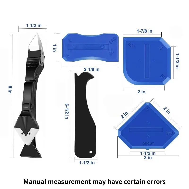 5-in-1 Sealant Finishing Tool Caulk Remover Glass Glue Angle Scraper Floor Silicone Caulking Tool, for Bathroom, Kitchen