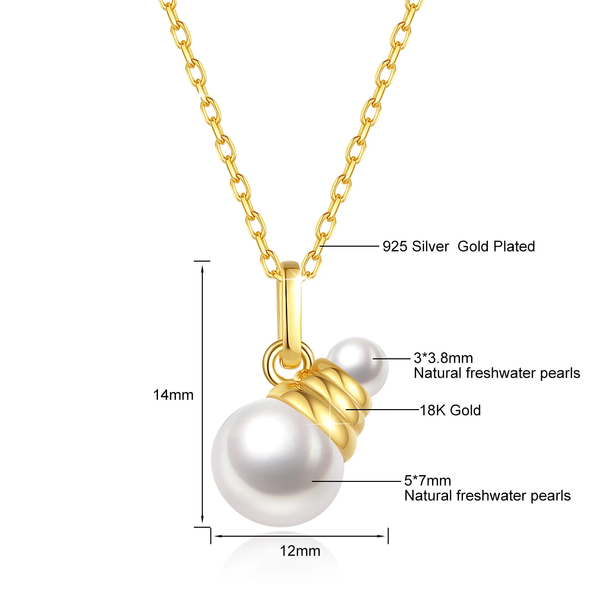 100% Real 18K Gold Light Necklace Jewelry With Certificate Natural Freshwater Pearl Pendant AU750 Luxury Jewelry High Quality