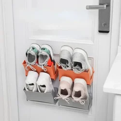 Wall Mount Slippers Hanging Shelf Holder Storage Rack Foldable Shoes  Double-layer Organizer