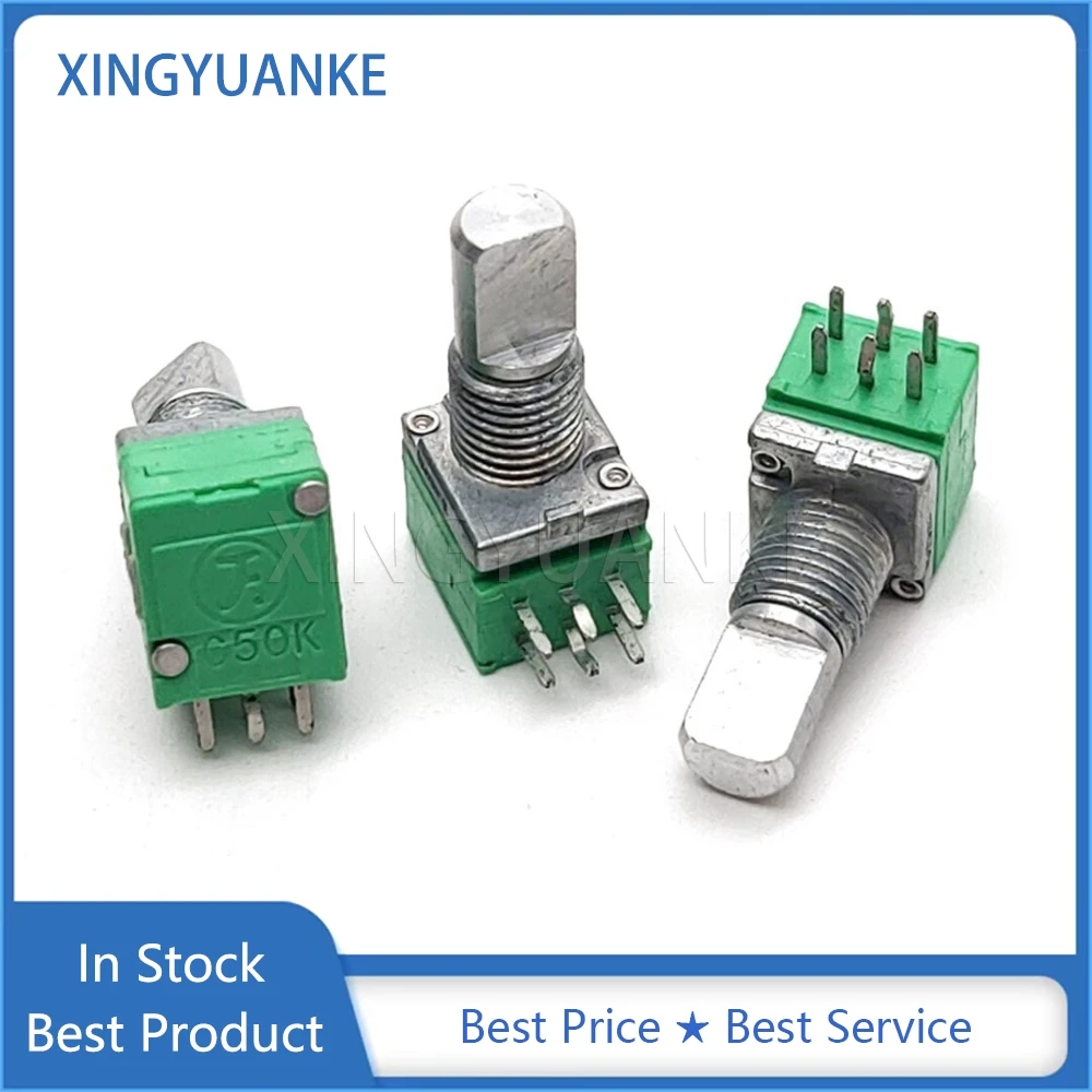 5PCS RK097G 097 Type Double Sealed B50K C50K Volume Audio Adjustable Potentiometer B503 C503 6-Pin Half Shaft Length 15MM
