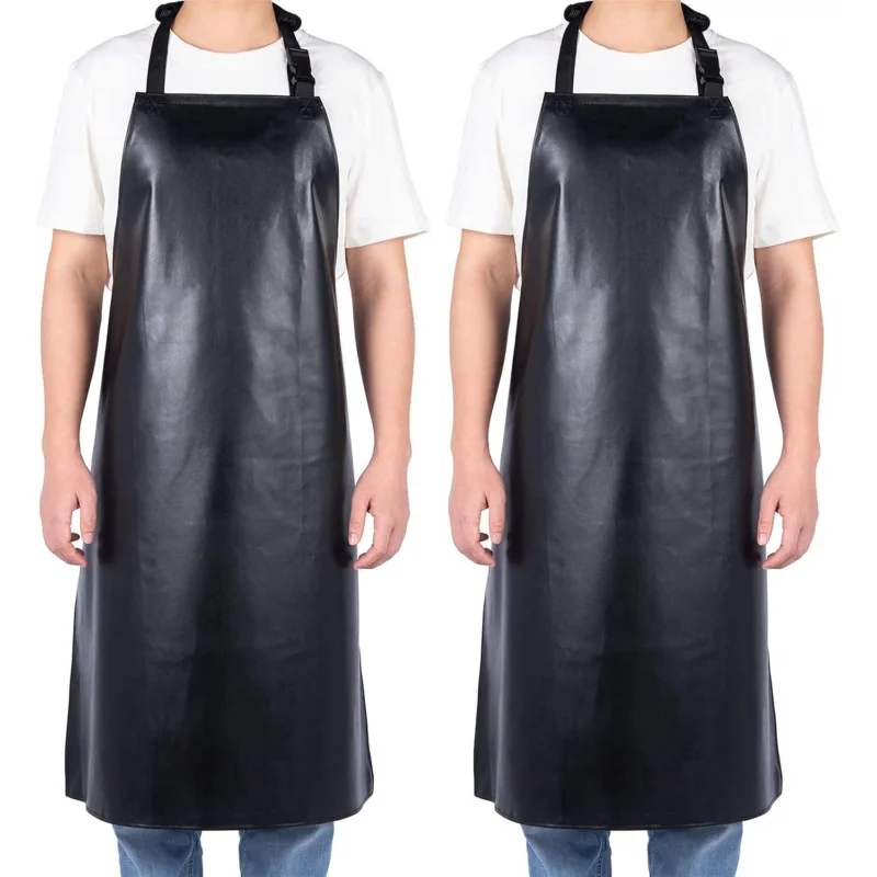 

2 Pack Waterproof Rubber Vinyl Apron for Unisex Adult, Lightweight Chemical Resistant Industrial Work Apron