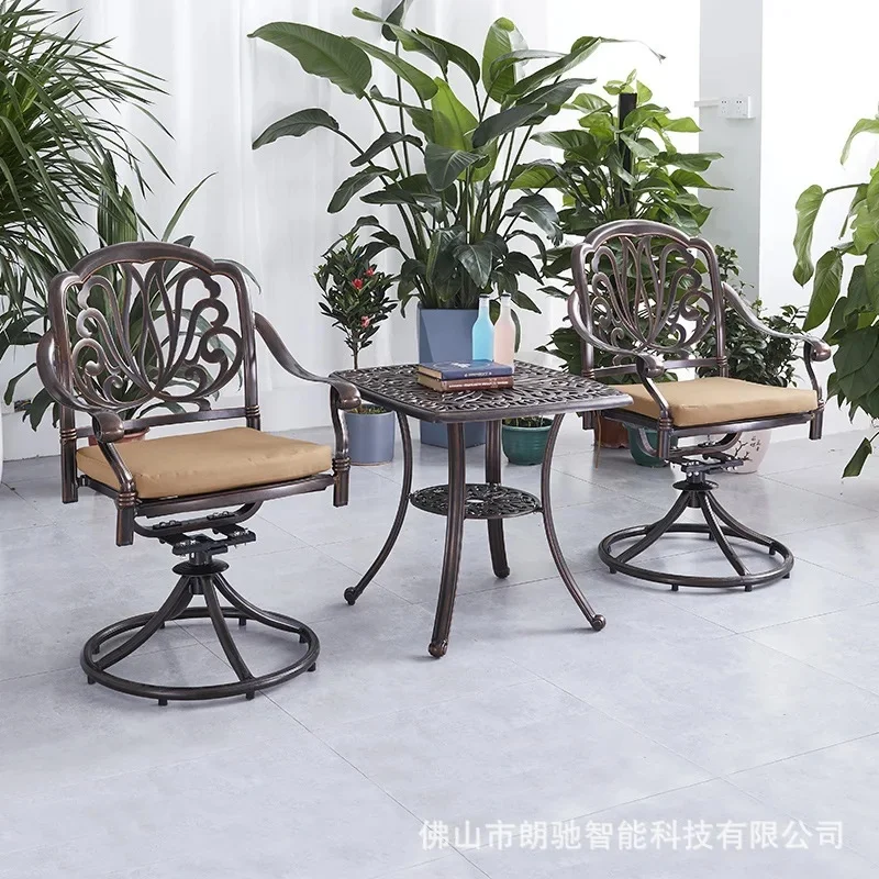 

Outdoor Aluminum Garden Table and Chair Set for Balcony and Courtyard, Leisure Combination Furniture for Cafe