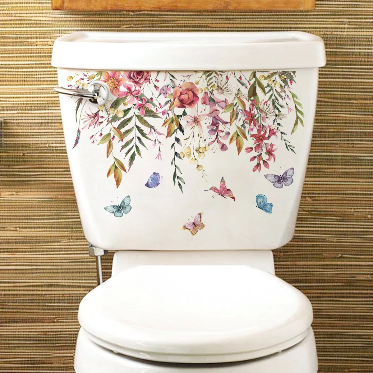M21 Pflanzen Blumen Schmetterlinge Toiletten aufkleber Badezimmer Toiletten abdeckung Aufkleber Kühlschrank Wanda uf kleber WC für die Heim dekoration – Detail 10