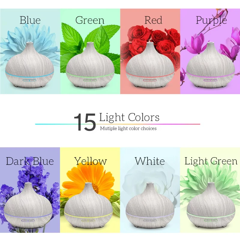 Увлажнитель воздуха, диффузор эфирного масла, 500 мл, с подсветкой, ультразвуковой электрический диффузор для ароматерапии с дистанционным управлением