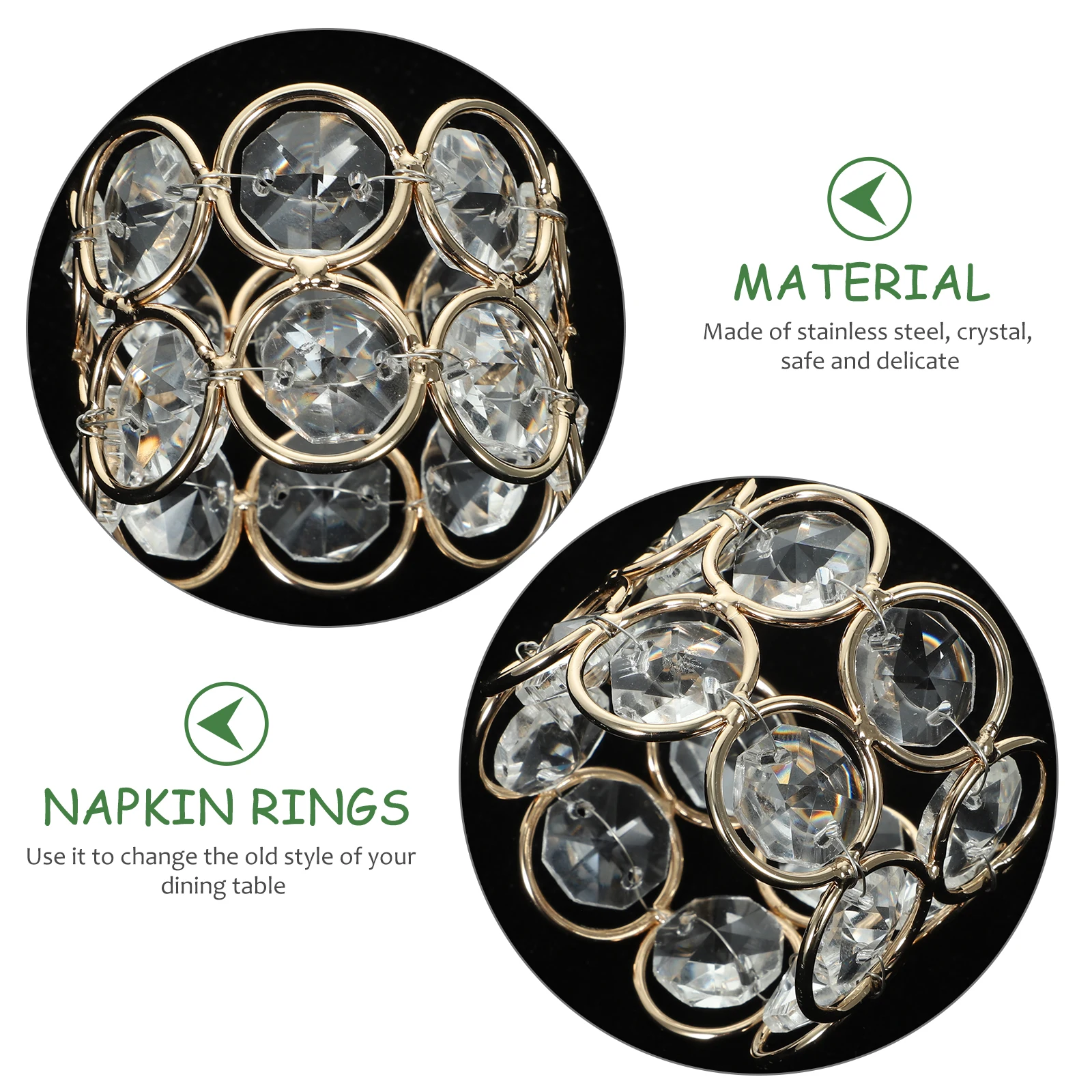 

2 Pcs Napkin Ring 5x5x4CM Golden Crystal Beads Reusable Table Decorations Serviette Buckle Rings For Wedding Party Dinners
