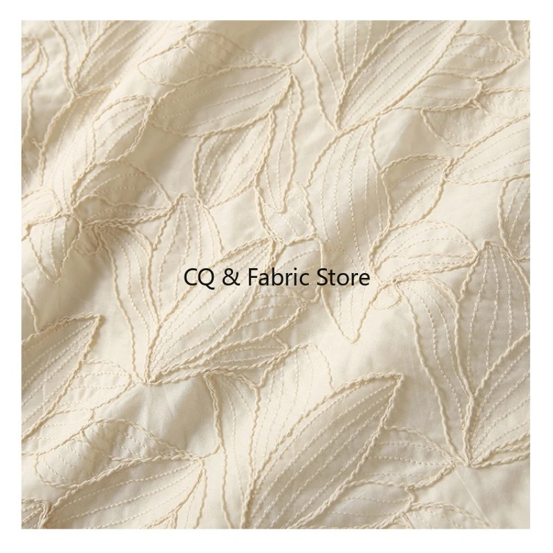

French Style Heavy Duty Cotton Embroidery Fabric Double Yarn Designer Floral Fabric By The Yard