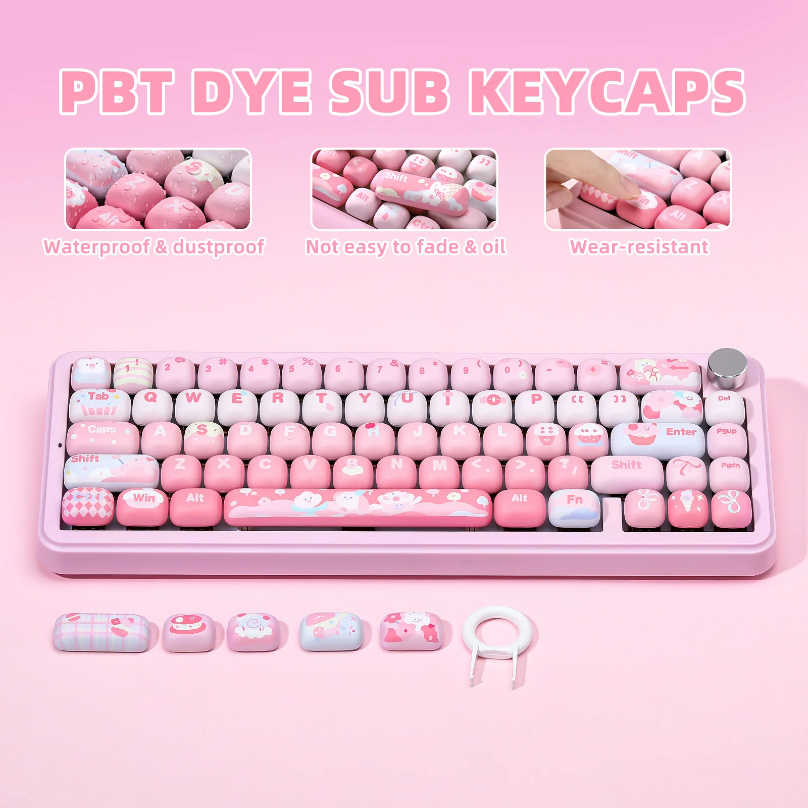 Yunzii-カスタムピンクアイスクリームモグキーキャップ、染料サブpbt