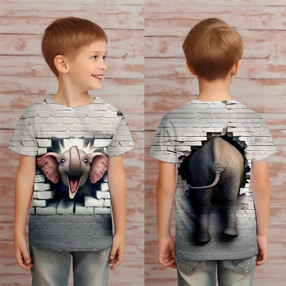 Camisetas informales para niños y niñas, divertidas camisetas con estampado 3d de dibujos animados, regalo de cumpleaños, ropa de verano para bebés, 2024