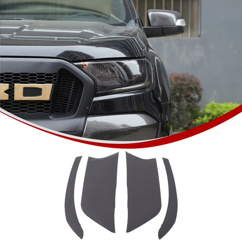 Front Headlight Cover Smoke Headlight Vinyl Wrap Headlight Light Film Trim Sticker Car Gadgets For Ford Ranger P375 T6 2015-2021