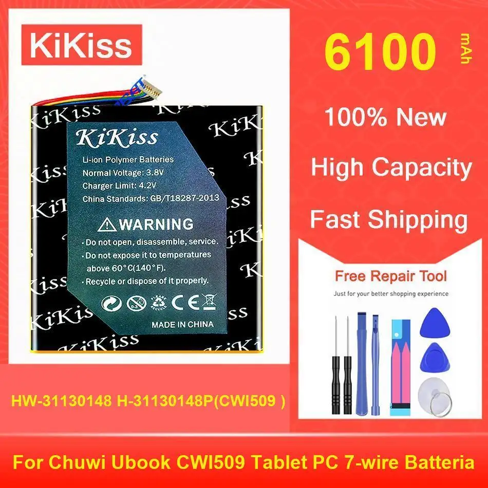 

Kikiss Battery 6100Mah HW-31130148 H-31130148P(CWI509 ) For Chuwi Ubook CWI509 Tablet PC 7-Wire Batteria