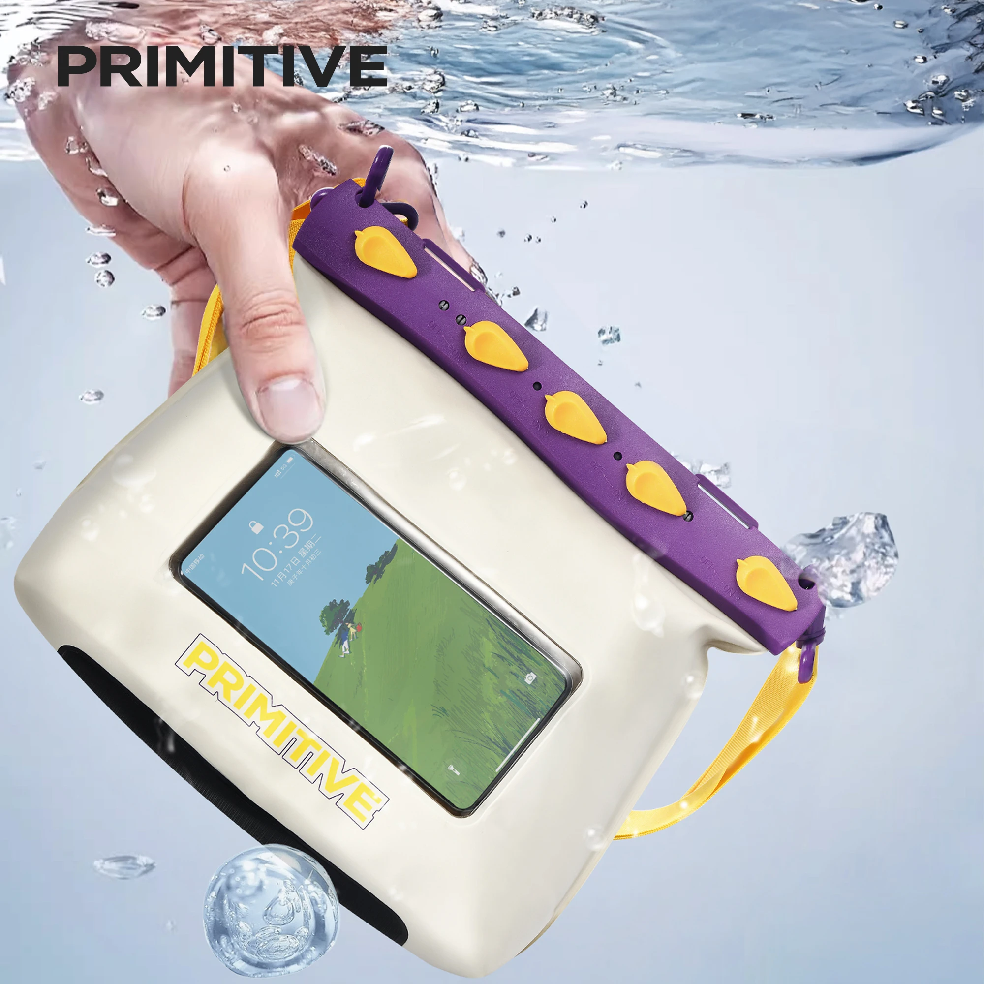 PRIMITIVE Waterproof Phone Case IPX8 Dry Box Touchscreen Diving Snorkeling Swimming Rafting Kayaking Sandproof Universal Lanyard