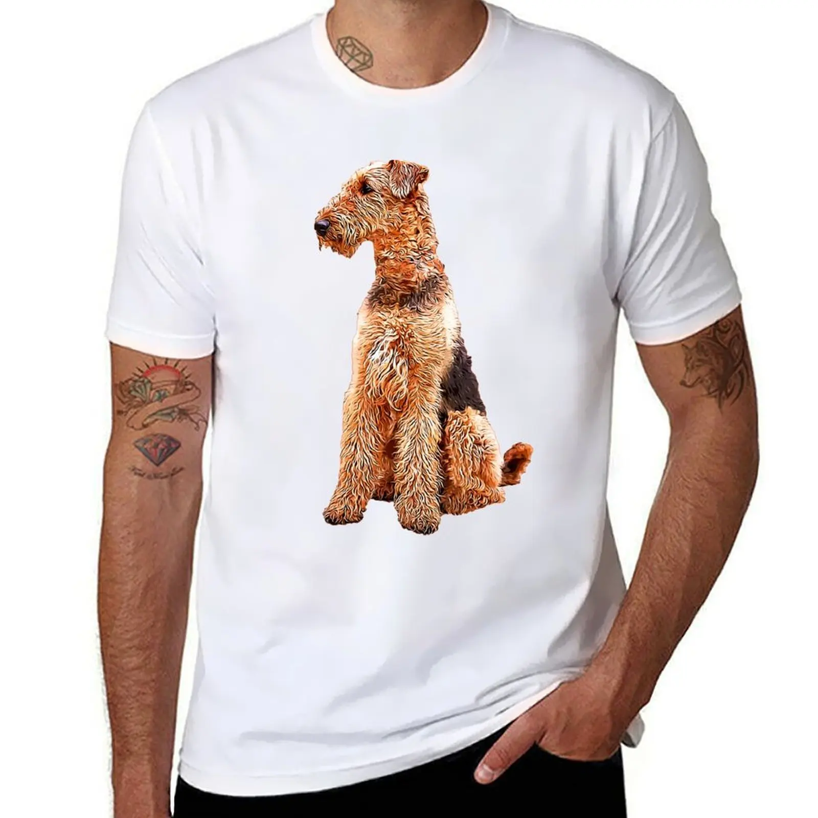 

Airedale Terrier Cute Dog T-Shirt cotton t shirt pack t shirts for man slim fit T-Shirt