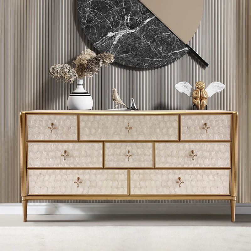 

American light luxury shell living room high-end bedroom porch cabinet storage cabinet solid wood locker