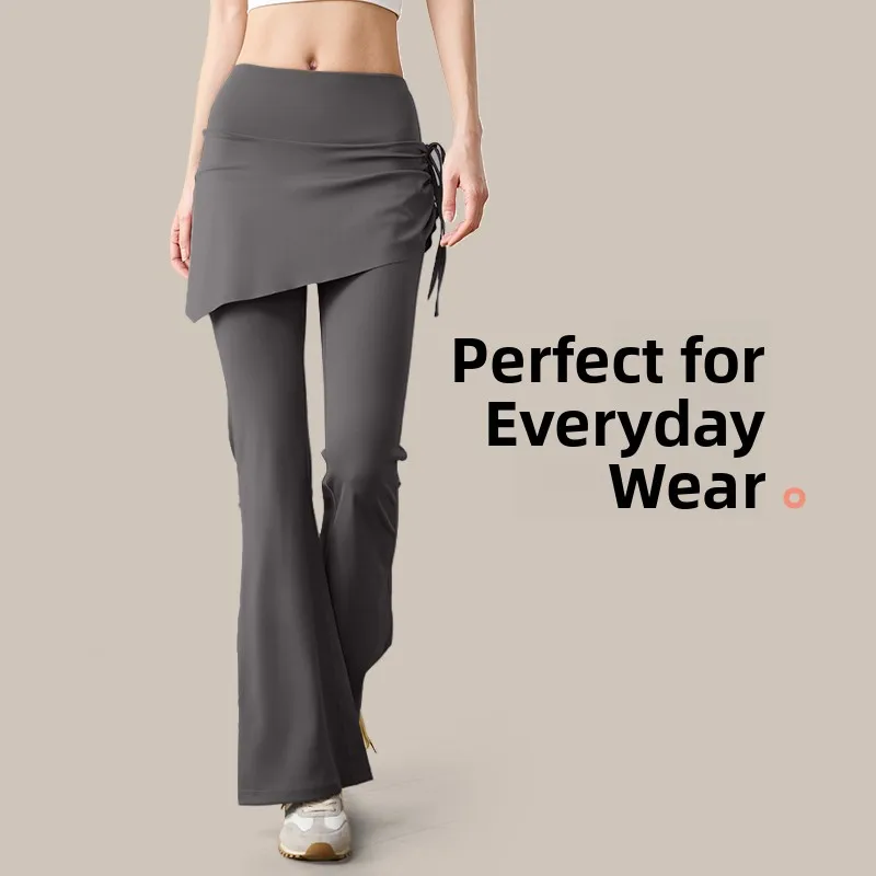 Taille haute cloche Bot pantalons de Yoga pantalons d'entraînement pour femmes été décontracté rue Sle pantalons longs fibre de Polyester 00%