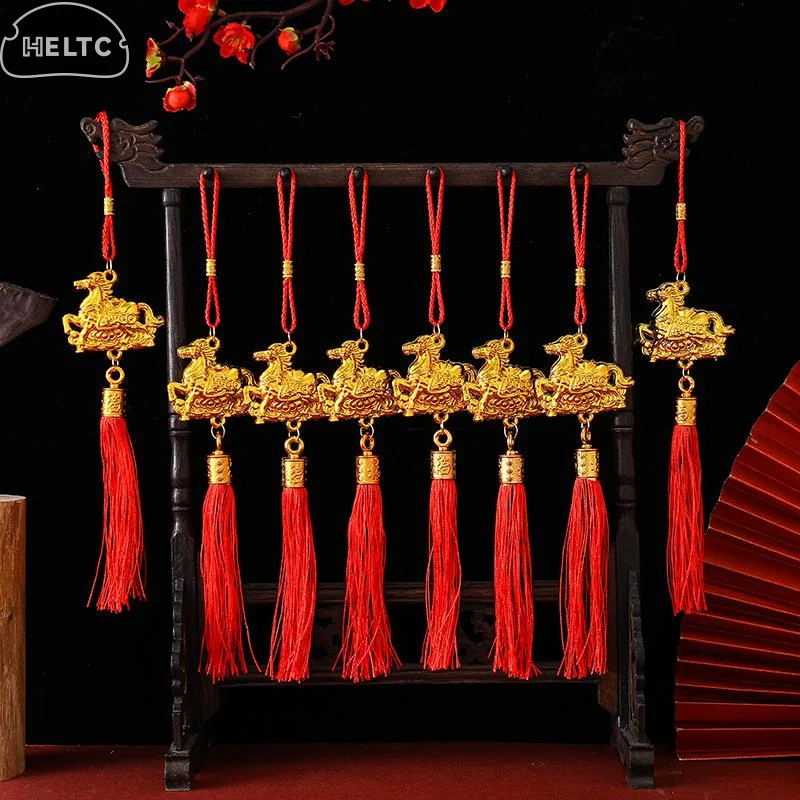 2/6 Pcs 2026 Year Of The Horse Wall Hanging Car Ornament Chinese New Year Red Gold Pendant Lucky Decor Housewarming Gifts