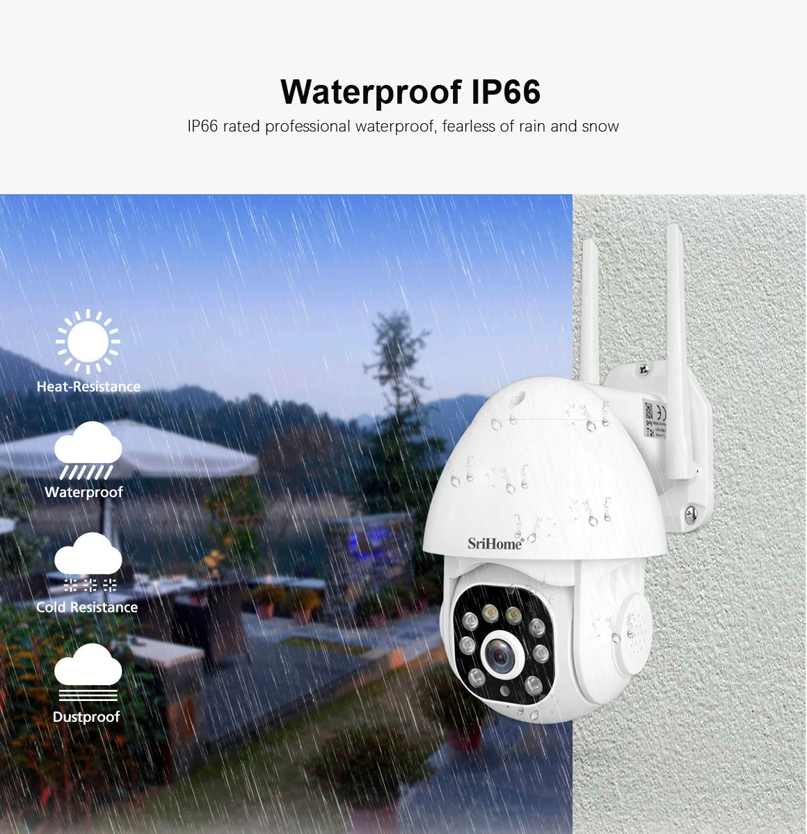 Srihome Outdoor Waterproof SH039 WIFI IP Camera 3.0MP Sound And Light Alarm Security CCTV Cameras Starlight Color Night Vision