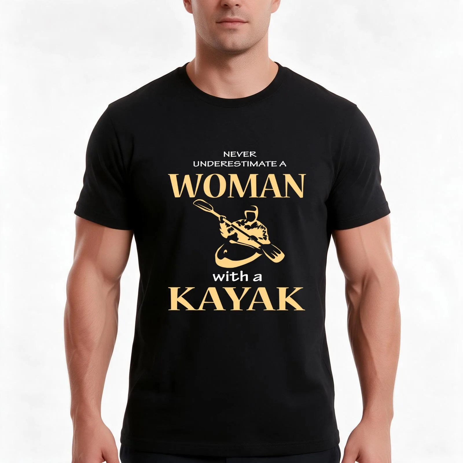 Woman With A Kayak T Shirt T-Shirt Summer Casual Cotton Tee, Unisex Men Women