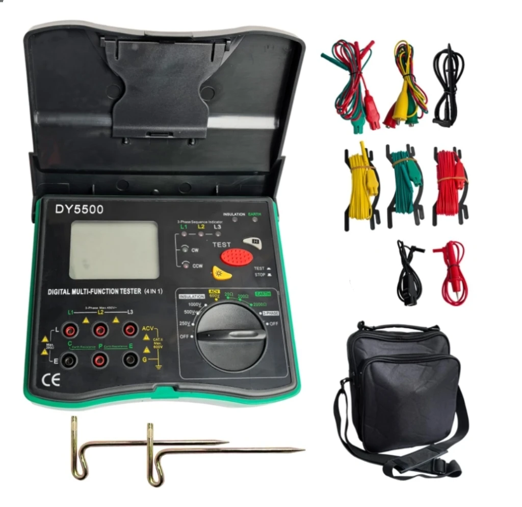4-in-1Digital Multi-Function Tester Insulation+Earth Resistance Tester AC Voltage Phase Sequence Test High Accuracy Portable
