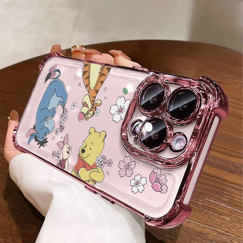 Capa de Urso Winnie the Pooh com Estampa Floral para Xiaomi Redmi Note 15 Pro 5G 15A 15C 15 Note 14 13 12 PRO Plus 14C 13C 5G Disney Capa Macia