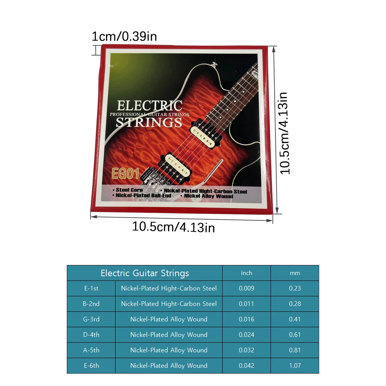 Guitar Strings for Electric Guitar Nickel-Plated Hight-Carbon Steel Alloy Wound Quality Steel Core 6 String / Set  (09-42,Light)