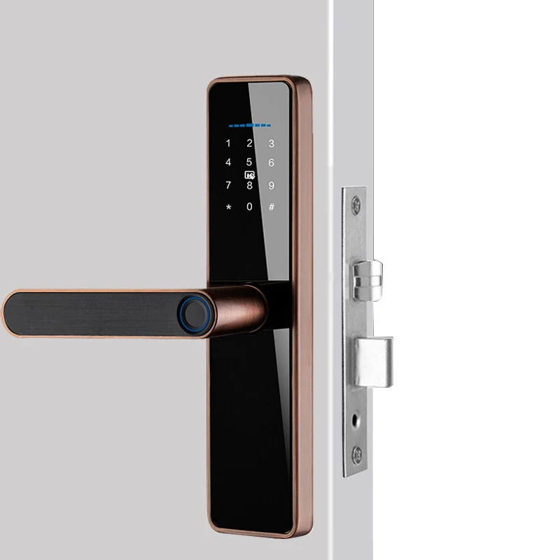 2024 Tuya Intelligent Electronic Key Security Code Password Biometric Wifi Aluminium Fingerprint App Smart Lock Door