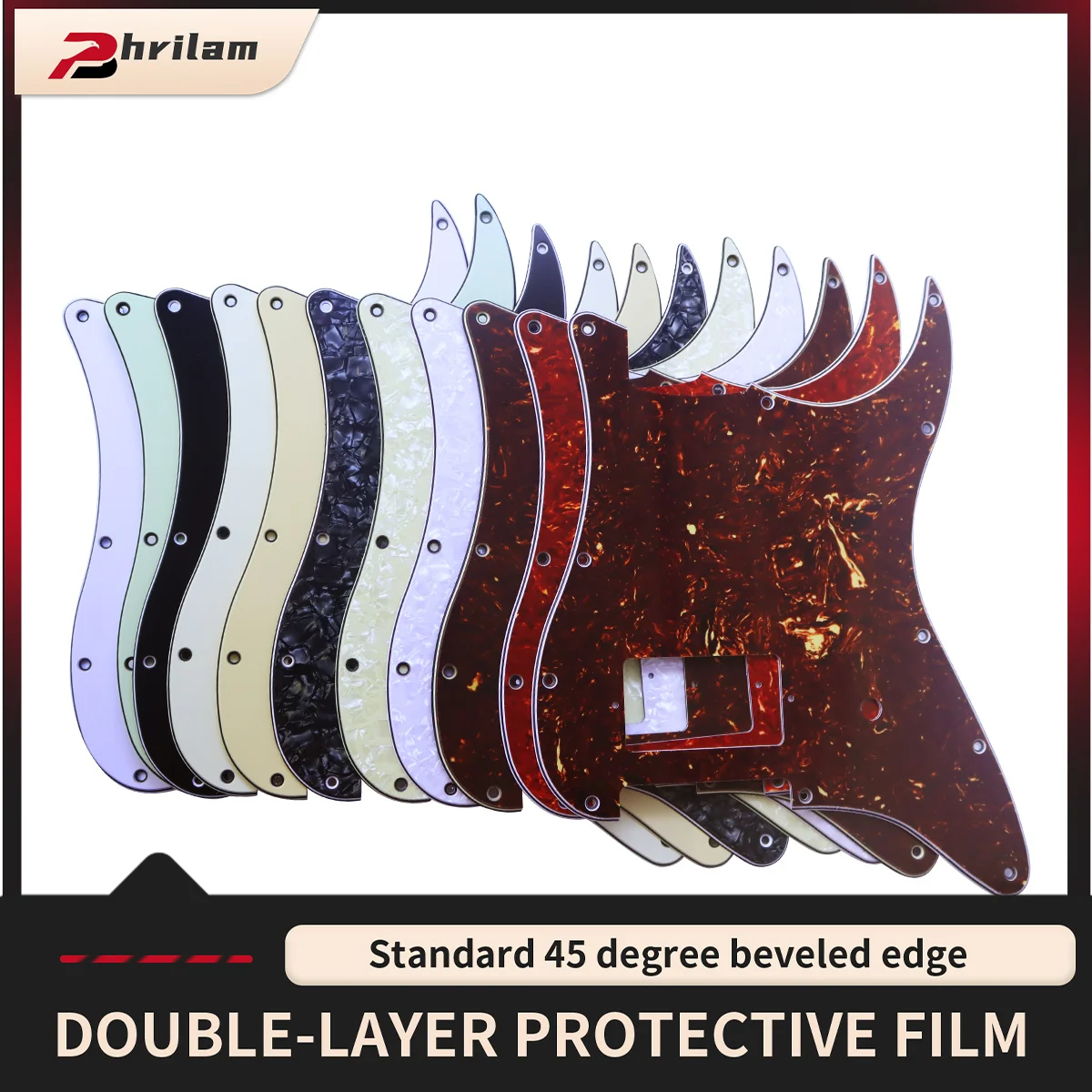 PHRILM 11 Hole ST Style Dual Coil Pickup Guitar Baffle Scraper Guard Suitable for Delonge/ST, 11 Colors to Choose From