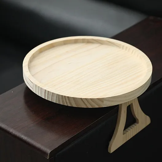 Plateau d'accoudoir de canapé en bois, Clip circulaire sur plateau de petit déjeuner, usage domestiq