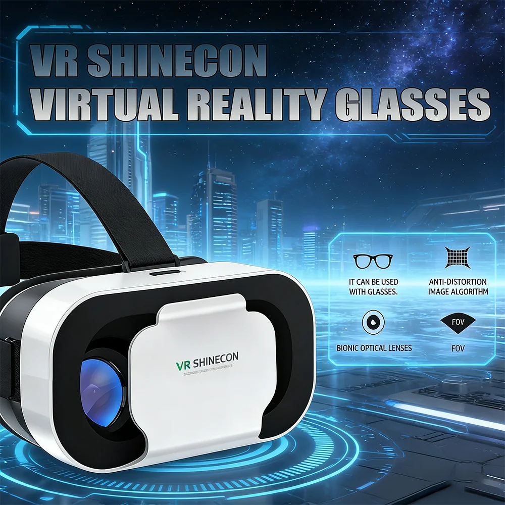 3D VR Glasses Virtual Reality Headset Goggles for Smartphone 100° FOV Bionic Lenses Anti-Distortion Compatible with iOS Android