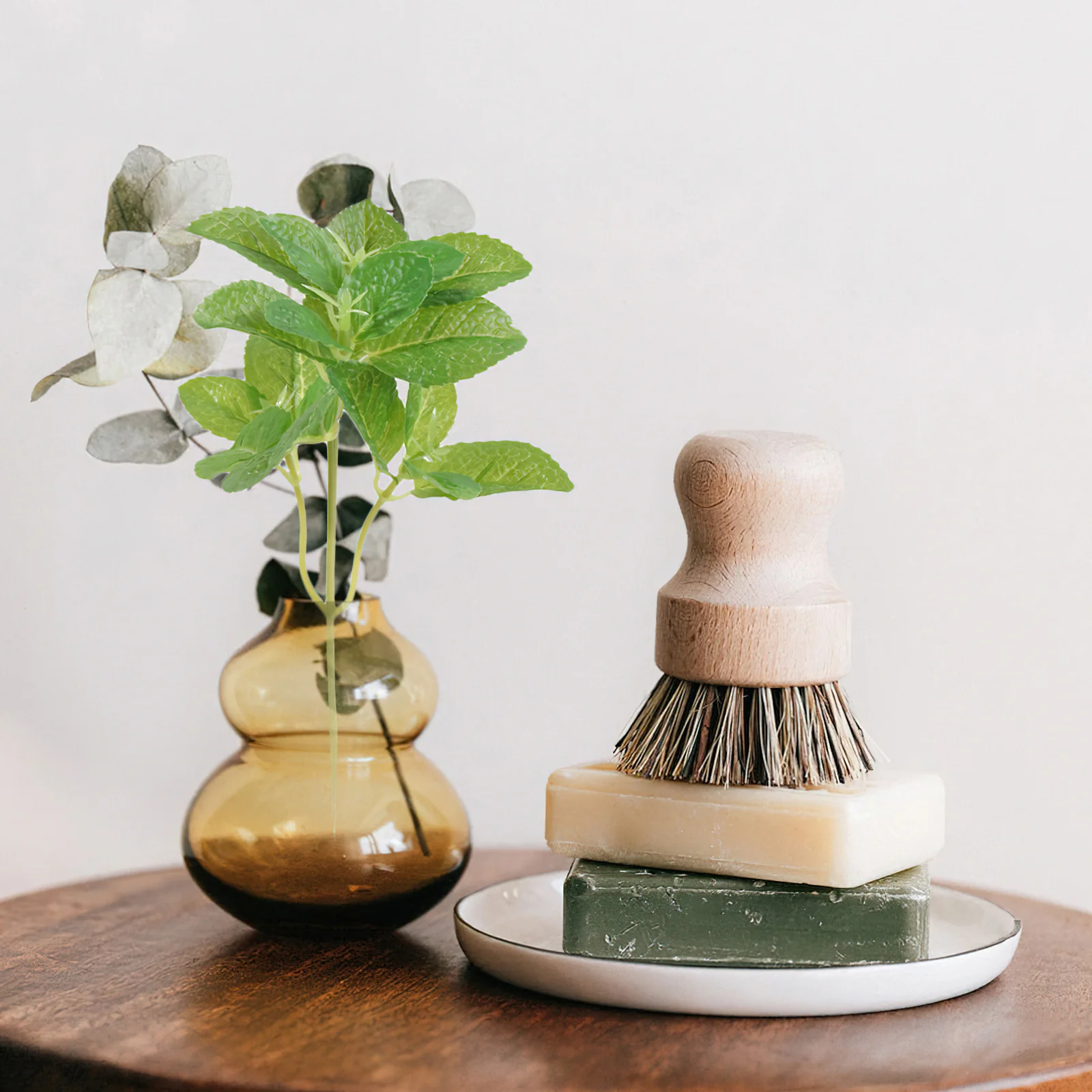 

4pcs Artificial Green Plants Fake Leaves For Diy Home Decor Semi-Handmade Greenery Stems Faux Plants Indoor Balcony Table