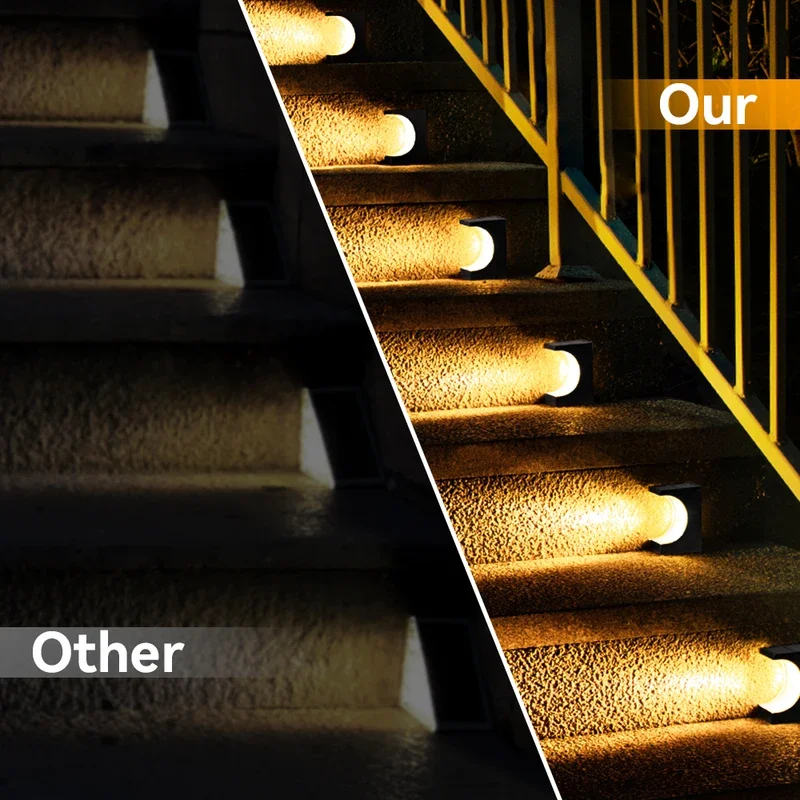 2Pcs/4Pcs Outdoor LED Solar Stair Light IP65 Waterproof Deck Lights For Stair Step Porch Patio Garden Terrace Balcony Decor